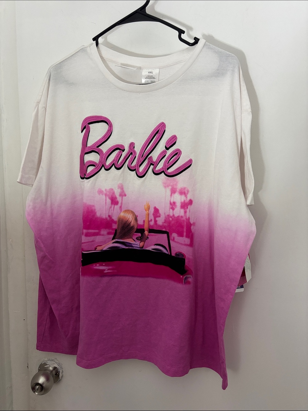 Barbie White to Pink Ombre Graphic Tee with Convertible Print